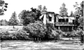 Адьяр, штаб-квартира ТО, из-за реки (1884, рис. У.К.Джаджа).png