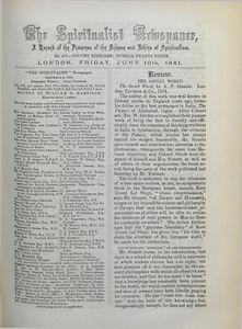London Spiritualist, No. 459, June 10, 1881, pp. 265-69